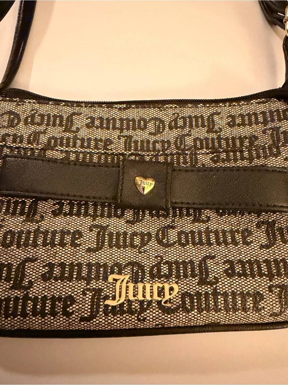 Juicy Couture Black and Gold Logo Shoulder Bag